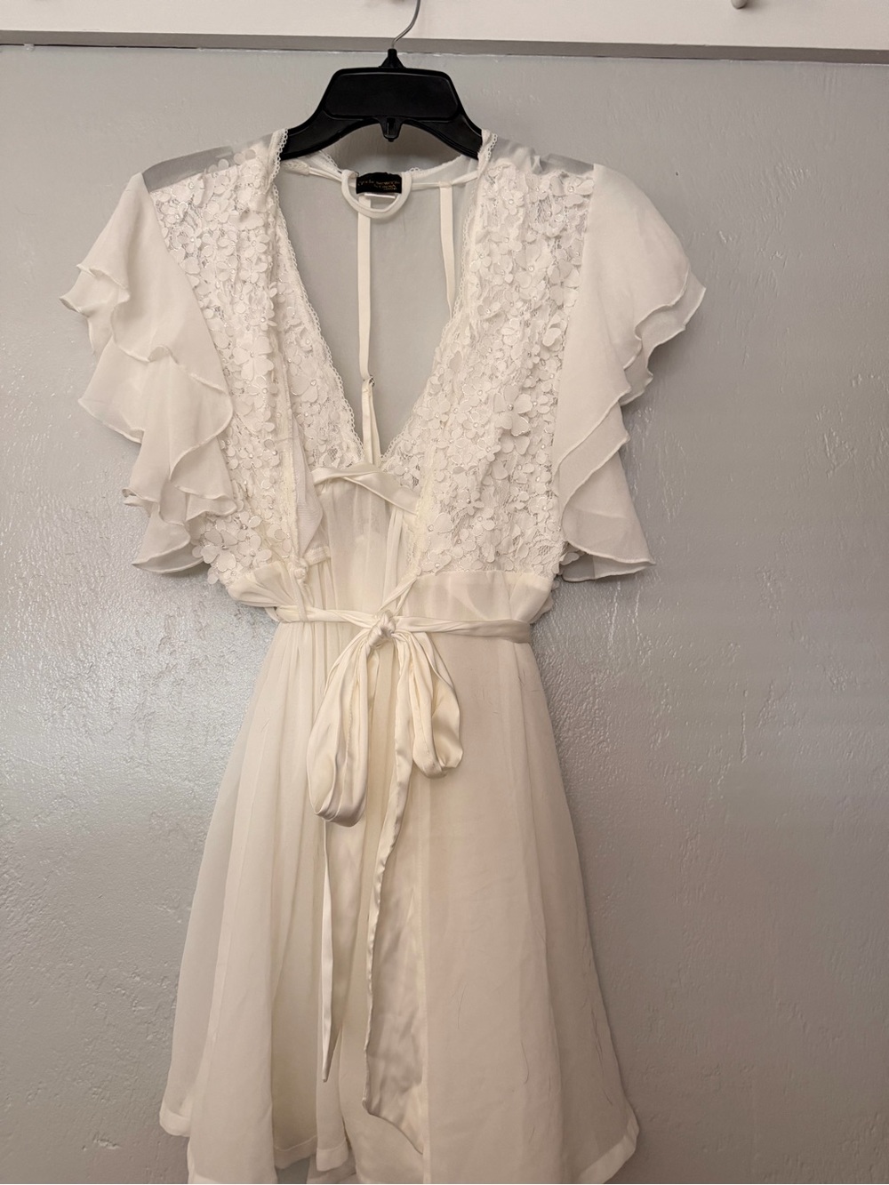 3 piece satin and chiffon lingerie set